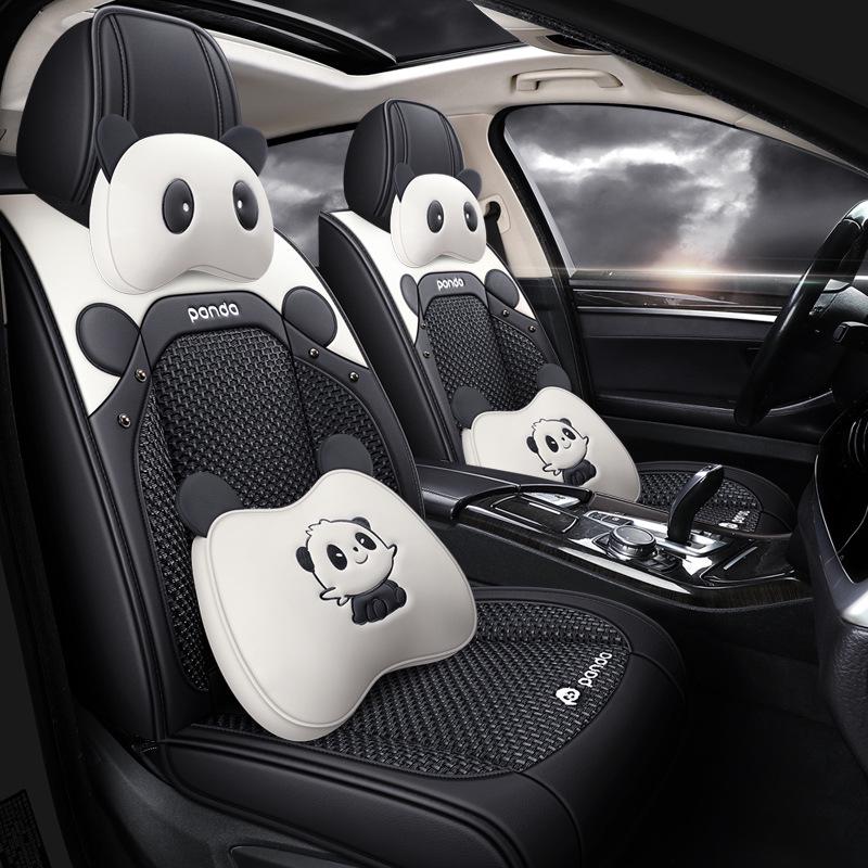 2022 New Cartoon Leather Ice Silk Car Seat Cushion Set, Four Seasons