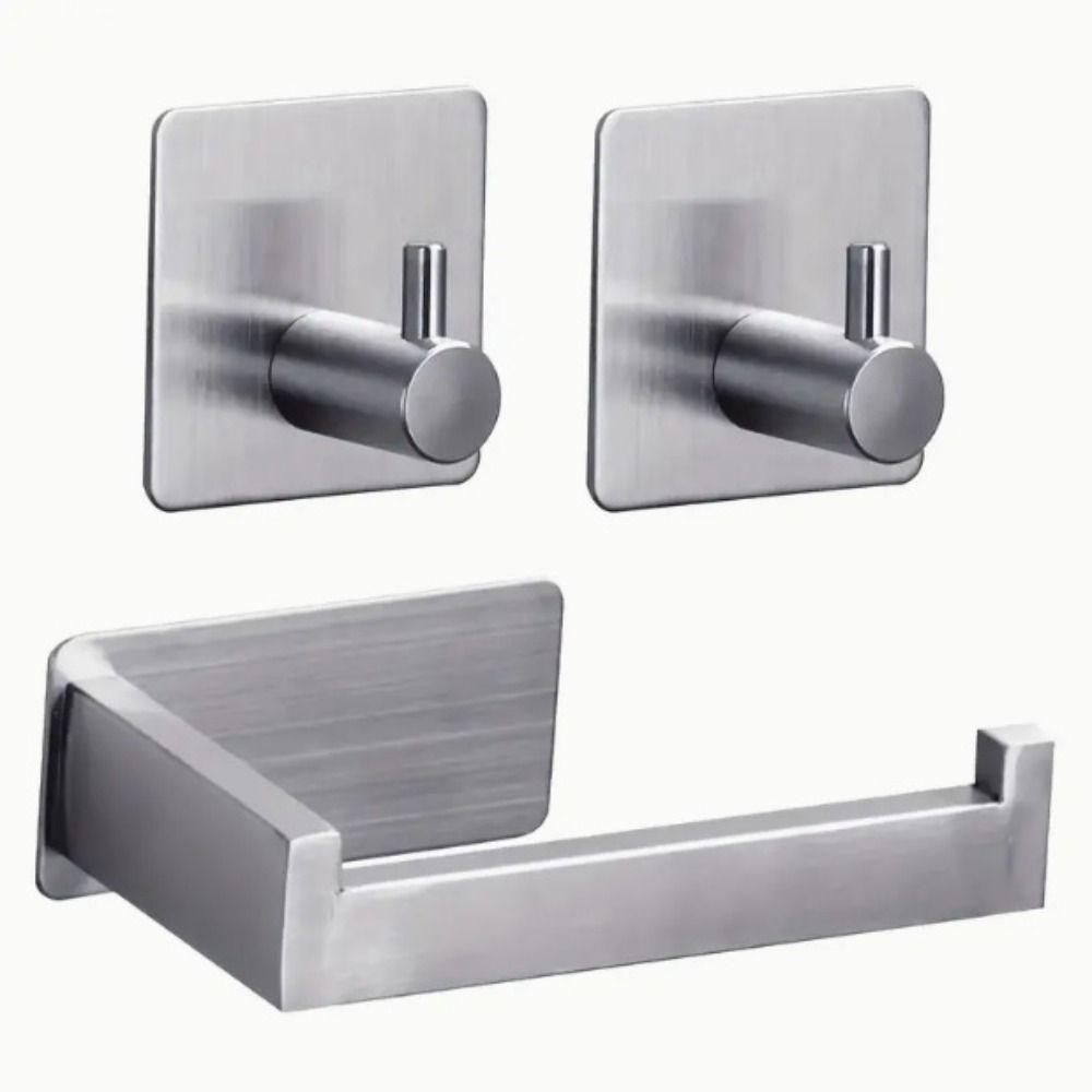 3PCS/Set Stainless Steel Toilet Roll Paper Holder Paper Towel Rack Bathroom Accessories