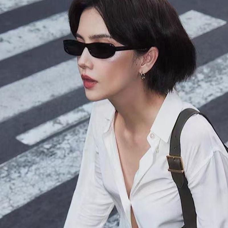 1/2pcs Luxury Narrow Rectangle Sunglasses Women Men Unisex UV400 Protection Fashion Cat Eye Shades Small Frame