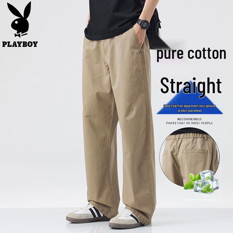 PLAYBOY Men s Summer Cotton Loose Straight Casual Pants 31