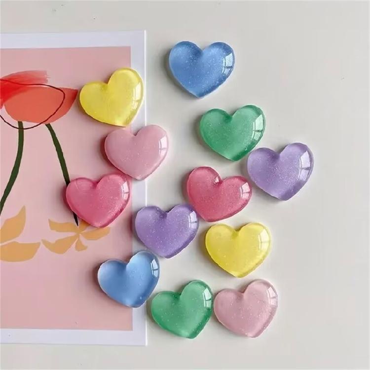 6pcs Glittering Colored Heart Shape Fridge Magnets Photo Wall Message Board Magnetic Stickers for Home Office Decoration
