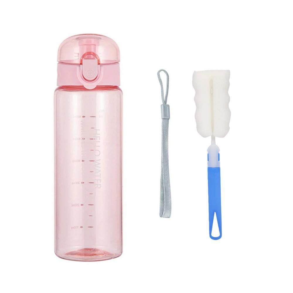 26oz Water Bottle Sports Water Bottle Reusable Clear Plastic Water Bottle with Carrying Strap LeakProof Flip Top for Travel Gym