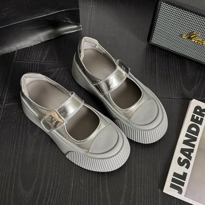 GGQQ Sommer neue Mode Plateau Sport Mary Jane Schuhe silber Damen Freizeit Board Schuhe Ballett Stil Schuhe