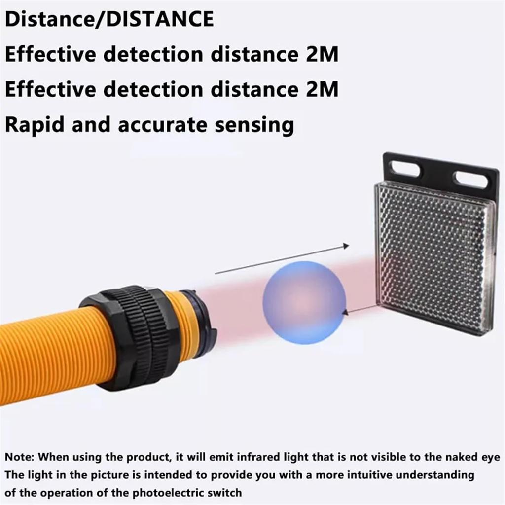 M18 2m Erfassung DC Drei Drähte NPN PNP NO NC E3F-R2N1 N2 P1 P2 N retroreflektiver Zylinder Verstärker fotoelektrischer Sensor Schalter (Farbe : E3F-R2N1)