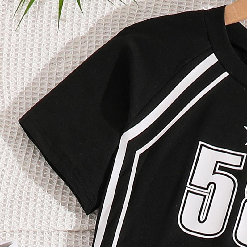 Girl's Suit 7-12T Children's Clothing Summer New Children's Fashion Letters Short-sleeved + Casual Trousers Two-piece Set