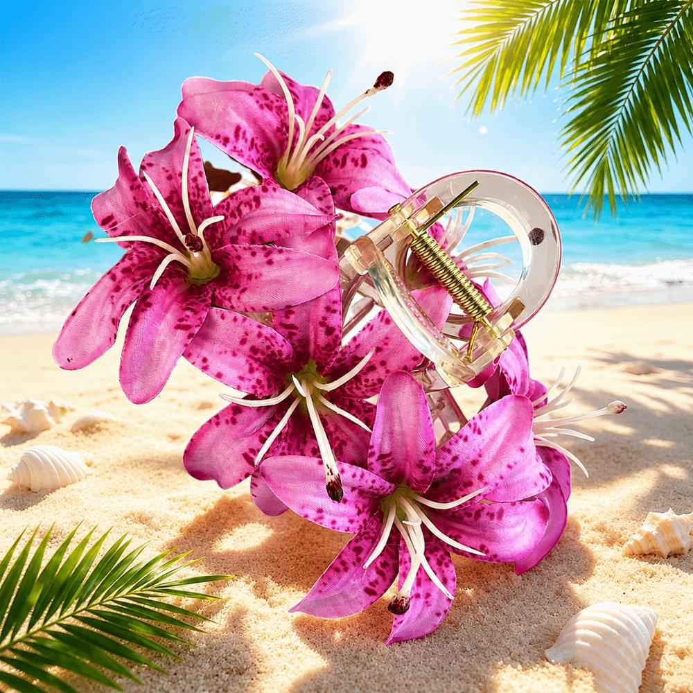 Artificial Floral Hair Claw Floral Hair Clips Versatile Colorful Flower Hairpin  Beach Outfits