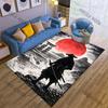 Samurai, Red Sun, Ocean View Print Carpet Rug for Living Room Bedroom Sofa Doormat Home Decor Non-slip Floor Mat