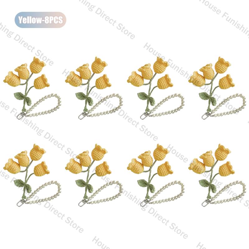 1-10PC Handmade Weaving Bag Pendant Lin Orchid Keyring Love Girl Pearl Chain Keychain Decoration Car Pendant Diy Bag Accessories