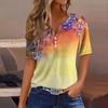 Casual Women's V Neck Short Sleeve T Shirt Regular Fit Basic Tee Print Button Fashion Weekend Daily Outfit Wear