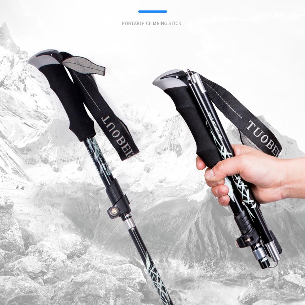 Trekking Pole Ultra-Light Telescopic Folding Trekking Mountain Climbing Walking Stick Cane Walking