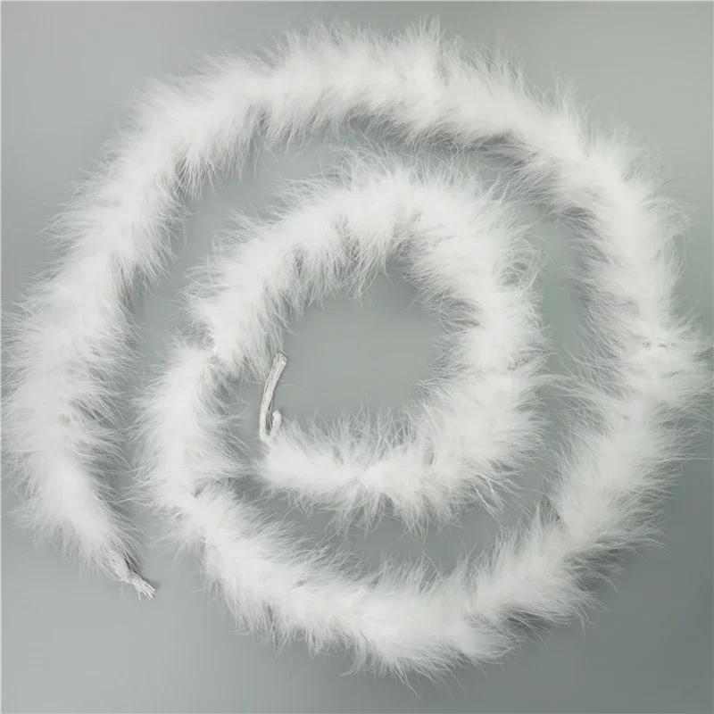 2Meters Black Fluffy Turkey Marabou Feather Boa 18-20g Shawl Wedding Skirt Fringe Trim Feathers On Tape for Clothes Decoration
