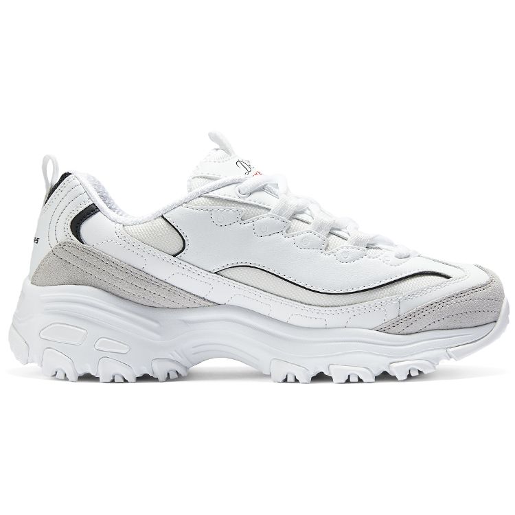 Skechers DLites 1.0 Mesh-Gewebe Synthetikleder Bequem Vielseitig Langlebig Unterstützend Leicht Erhöhte Höhe Niedriger Schaft Dad Shoes 150231-WBK