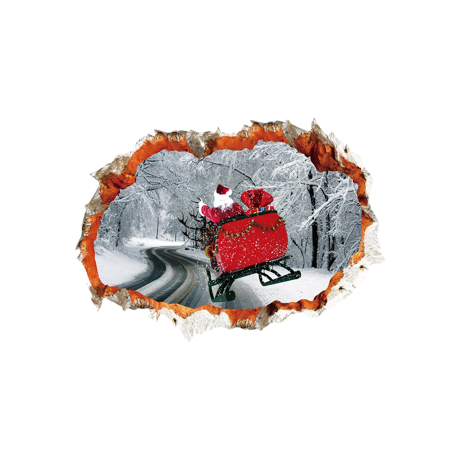 

Рождественский Креативный Визуальный Эффект Разбитая Стена Мультяшная Наклейка Праздничная Атмосфера Гостиная Домашнее Украшение Наклейка на Стену One Size