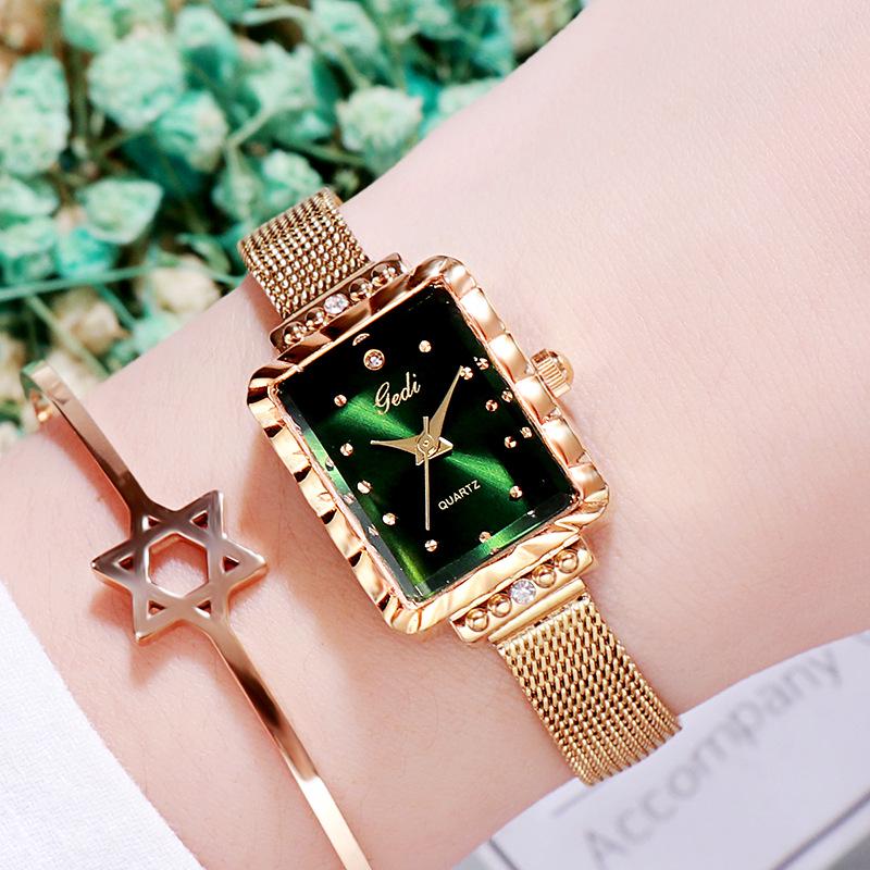 GEDI Minimalist Square Mesh Band Women's Waterproof Quartz Watch