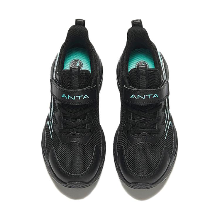 Anta Kids Lightweight Soft Sole Non-Slip Shock Absorbing Low-Top Running Shoes Kids sneaker Black Green A12435504-6