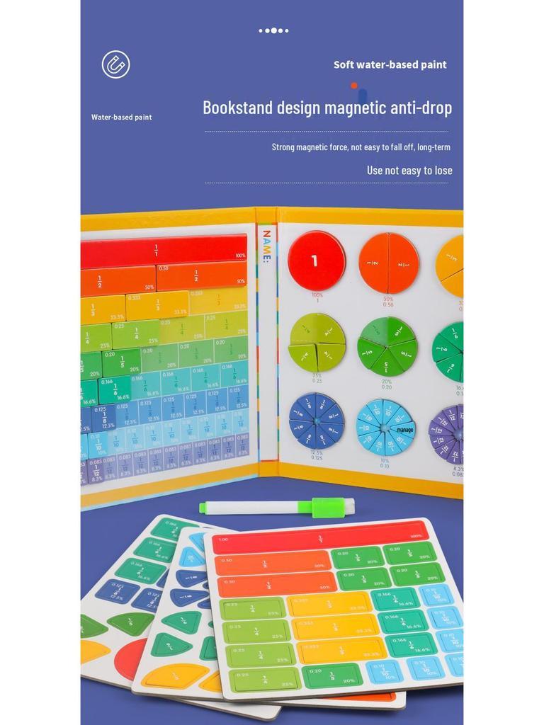 Magnetyczne klocki ułamkowe i geometryczne Tangram: Edukacyjne Puzzle dla Dzieci