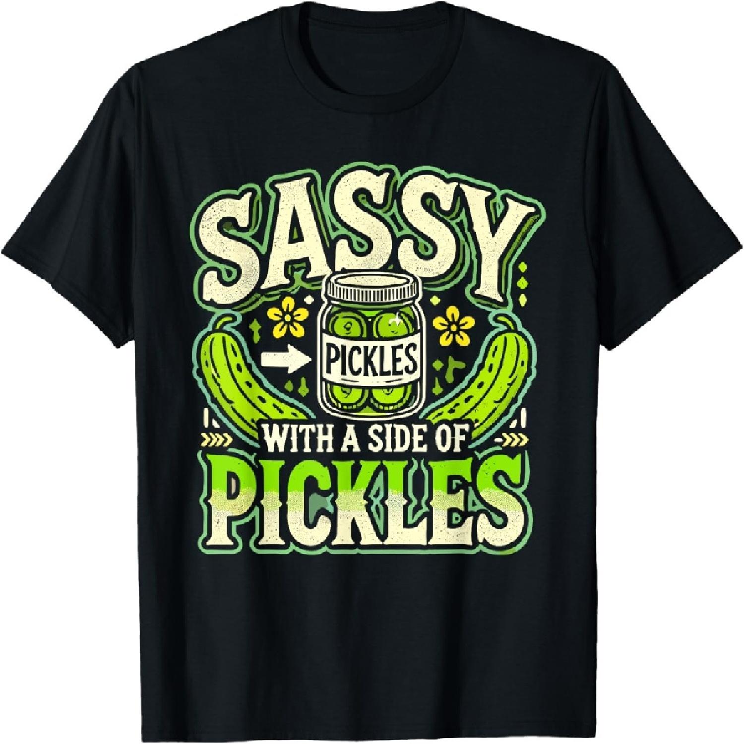 Sassy with a Side of Pickles Trendy Pickle T-Shirt XXXXXL разноцветный