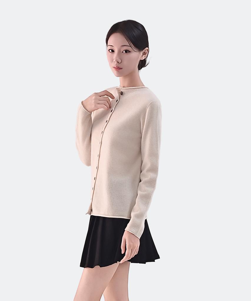 Clace 100% Wool Loose Fit Cardigan With Button Details_Brown