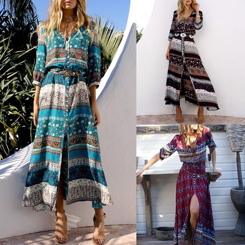 Buy Womens Long Maxi Dress Floral Print 