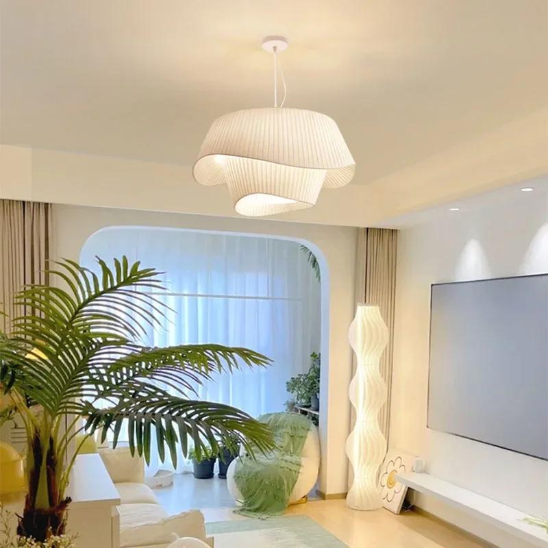 Fabric LED Pendant Light for Bedroom Home Decor Lamp Nordic Designer Hanging Lighting Suspension Decoration Chandelier Fixture