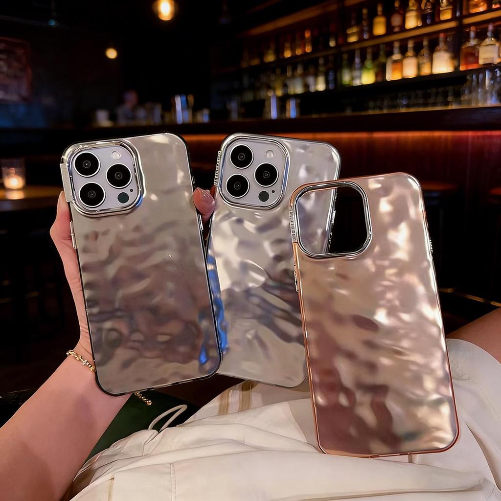 Laser Wave Pattern Mirror Case for iPhone 16, 17, 14Pro, and Apple 15