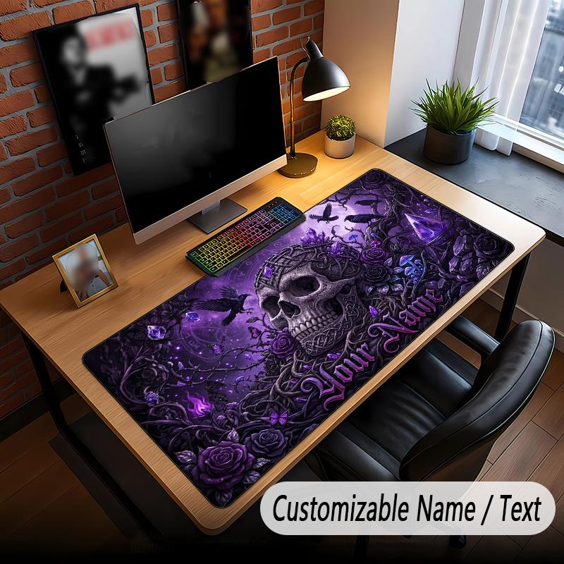 Skull Gothic Theme Custom Mouse Pad Personalized With Name Text Customized Desk Mat For Office Home Decor