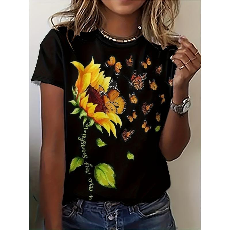 3D Digital Printed T-shirt, Casual Round Neck Short Sleeves S