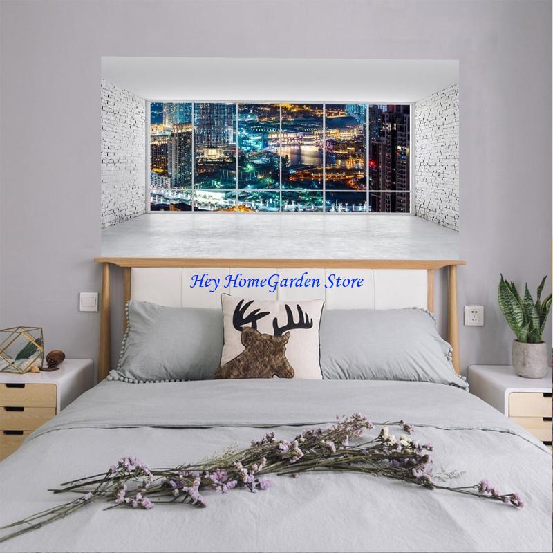 

652F City Night View Headboard Wall Decal Art Vinyl Bedside Sticker Removable Bedroom Home Decoration China Mainland