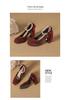 Women's Pearl Suede Mary Janes - Square Toe Chunky High Heels with Bow and Waterproof Platform