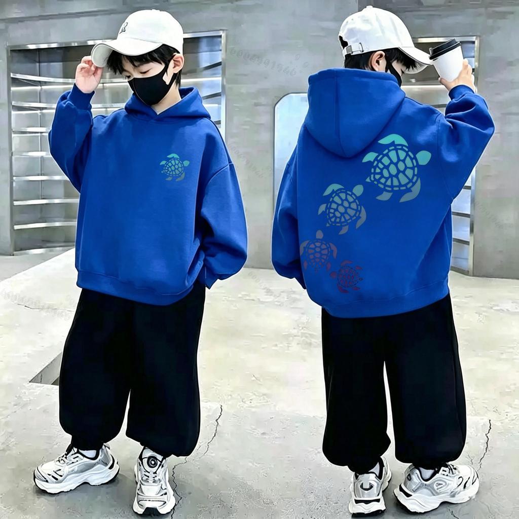 Latest Autumn-winter Collection - Colorful Turtle Kids Hoodie - Large Size Trendy Pullover Hoodie for Children