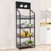Four-tier Rolling Retail Display Rack, Metal Wire Storage Basket Stand with Pegboard and Hooks, Suitable for Bedroom and Kitchen