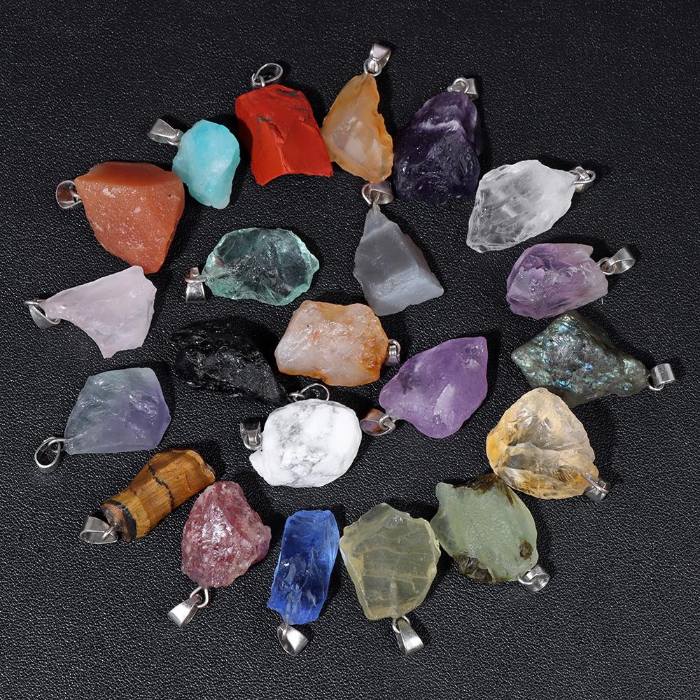 5pcs Irregular Raw Natural Stone Pendant Agates Quartz Crystal Pendant for Jewelry Making DIY Necklace Earrings Accessories