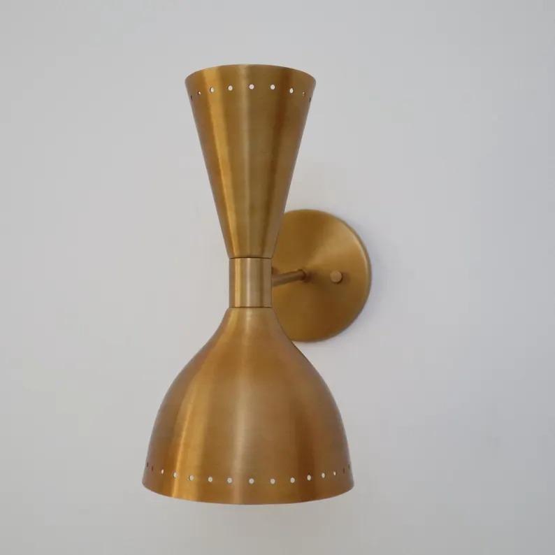 

2-Light Raw Brass Wall Lamp Modern Dual Sconce Fixture золотий