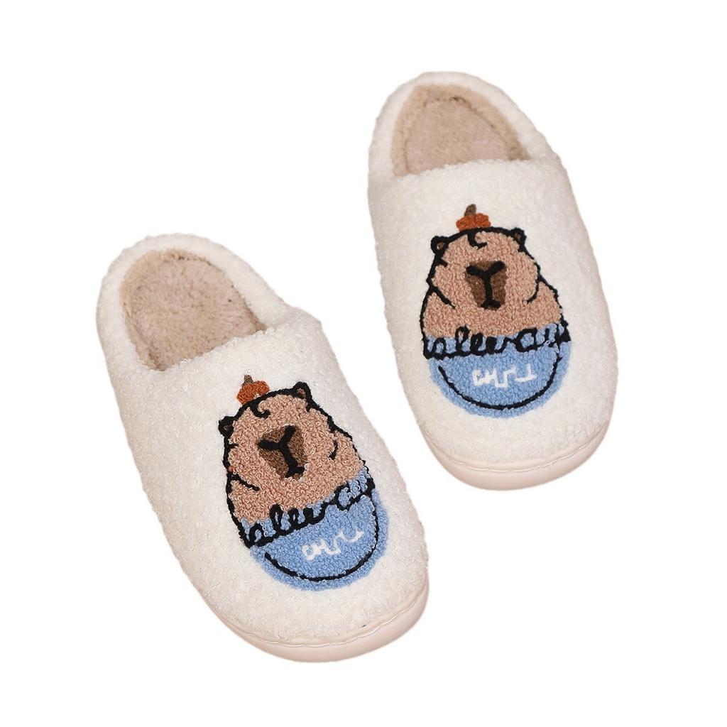 Fashion Smile Winter New Warm Comfortable Cotton Slippers Non-slip Cute Cartoon Fluffy Soft Indoor Slippers Wool Cotton Slippers