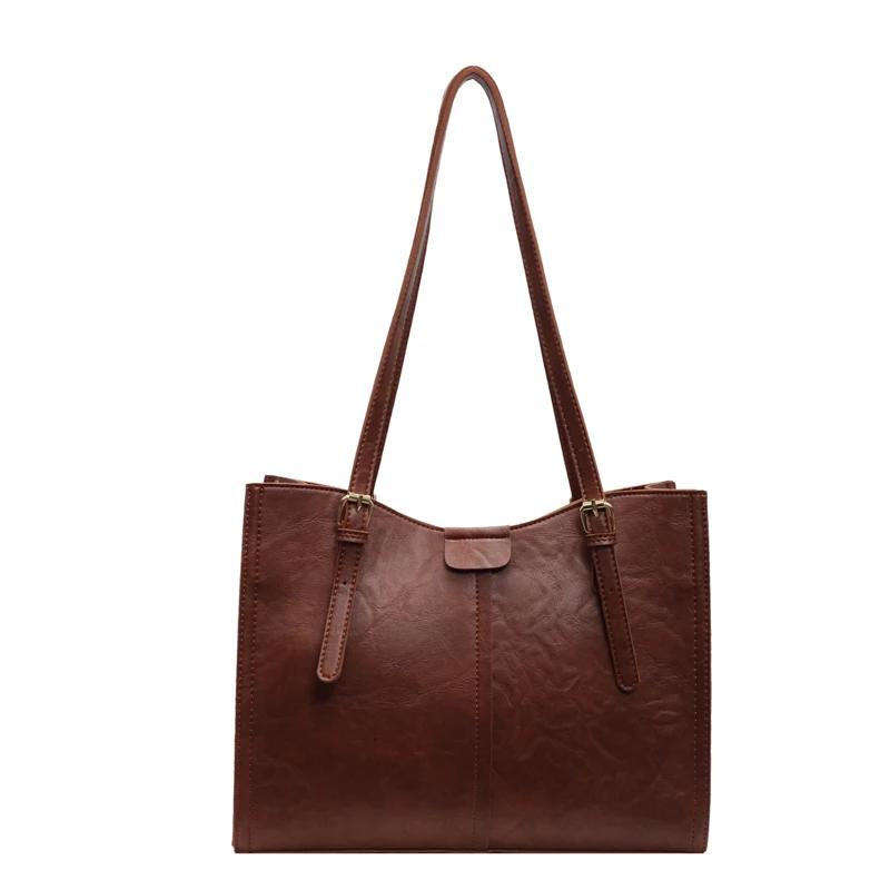 Fashion Solid Color PU Zipper Casual Tote Soft Simple Commuting Western Style Handbag  New Versatile Women's Crossbody Bag