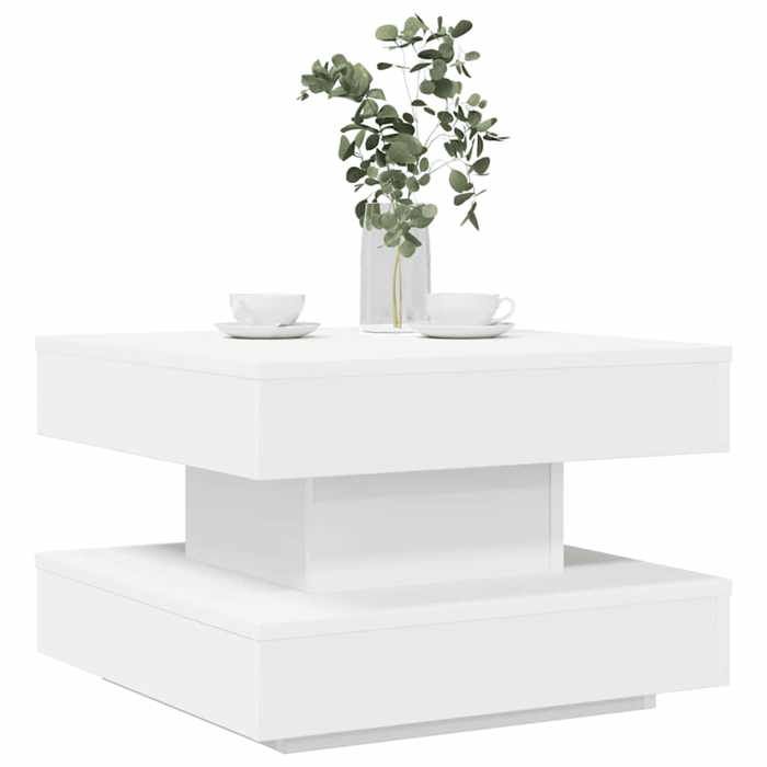 VidaXL Table basse rotative à 360 degrés blanc 50x50x34,5 cm, table d'appoint, table de salon, table basse moderne, table de 858470