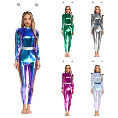 S-3XL Women's Stage & Theme Party Costume: Sparkling Full-Body Alien Robot Jumpsuit, Easy To Wear with Matching Headpiece