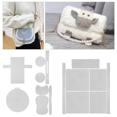 1Set Kunststoff-Strickzubehör Gitterplatte Strickstück Webhelfer Webtaschen Gewebtes Material DIY Weiße Netzabdeckung