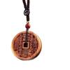 Natural Lightning-Struck Peach Wood Ghost Coin Pendant Necklace with Bagua Charm for Safety