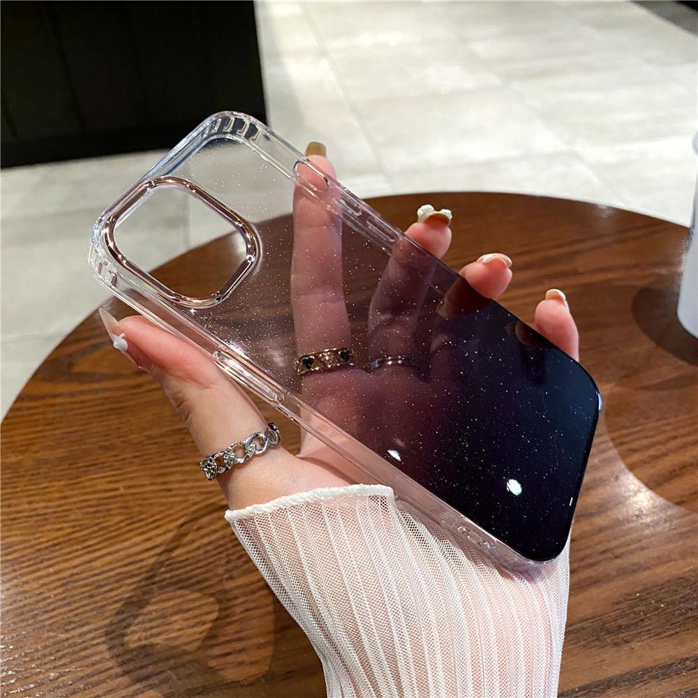 Applicable to iphone17 gradual color change apple 14promax star glitter 13 electroplating transparent anti-drop 15 mobile phone case