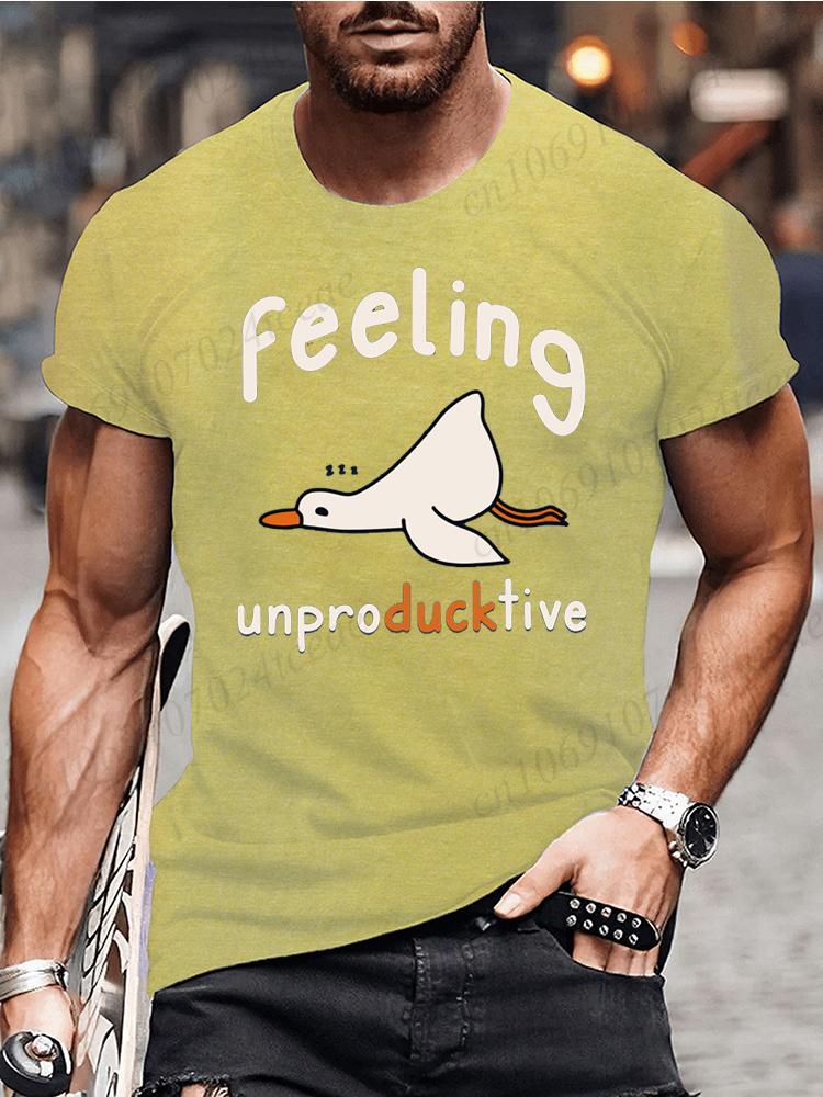 Feeling Unproduckive Shirts for Men Funny Lazy Goose Tshirts Harajuku Fashion Tshirt Loose Men Summer T Shirt Casual Clothing