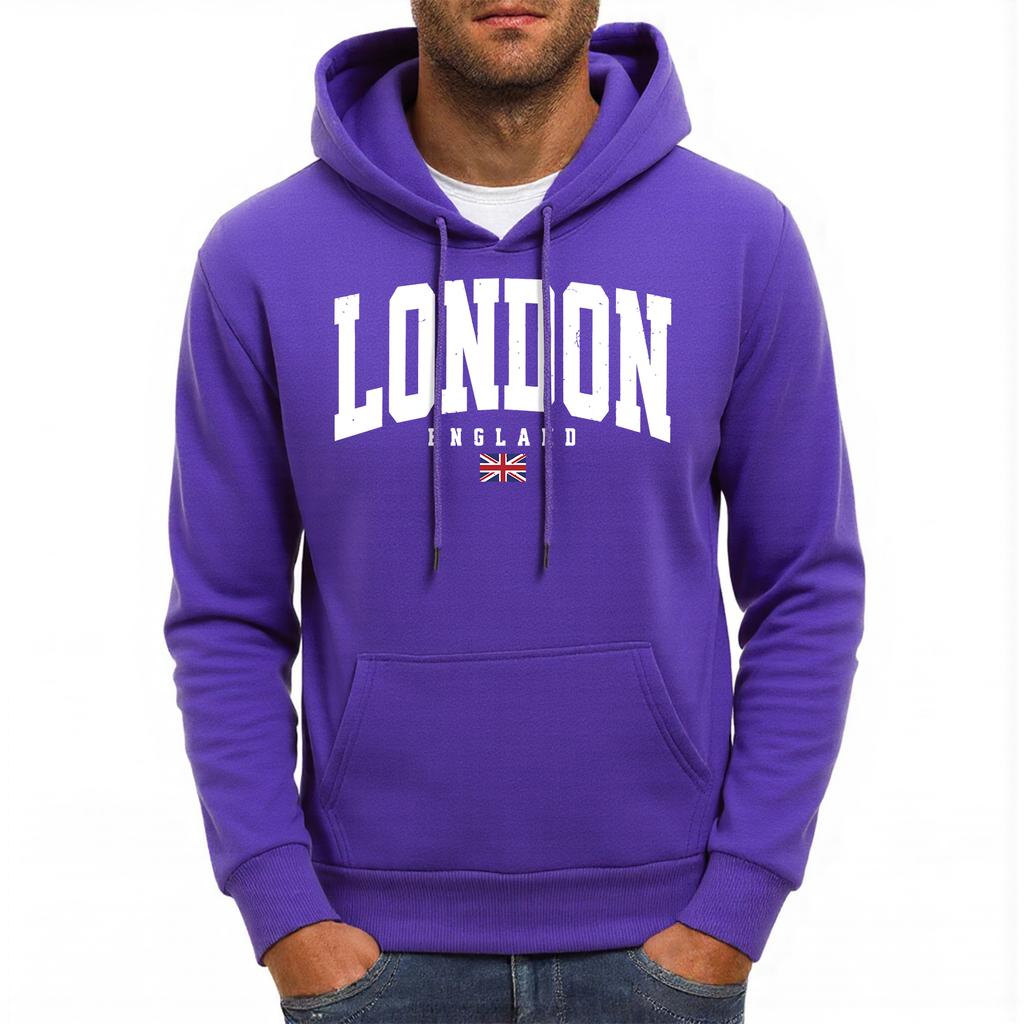London England Flag Pattern Men Hoodies Casual Autumn Pocket Streetwear Loose Multicolor Pullovers Hip Hop Fleece Man Hoody