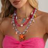 IngeSight.Z Summer Y2K Boho Multilayer Ocean Charm Necklace Women Colorful Seahorse Starfish Pendant Necklace Handmade Jewelry