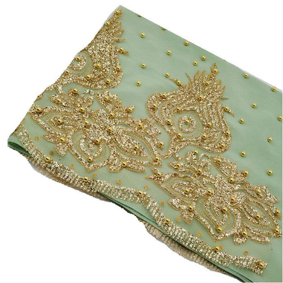 Premium Chiffon Hijabs Scarf Shimmer Gold Glitters Beads Hijab for Muslim Woman Head Scarf Shawl Wrap Lightweight