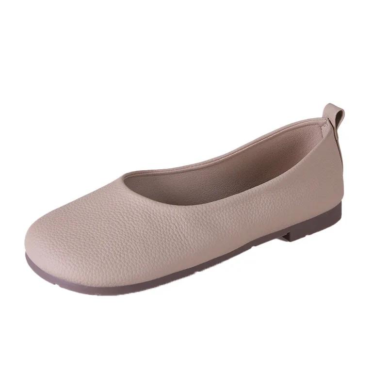 Módní Dámské Slip on Kožené mokasíny Jaro Podzim Módní Baletní Boty Dámské Ležérní Obuv s kulatou špičkou Roztomilé Ploché Nurse Boty Tenisky