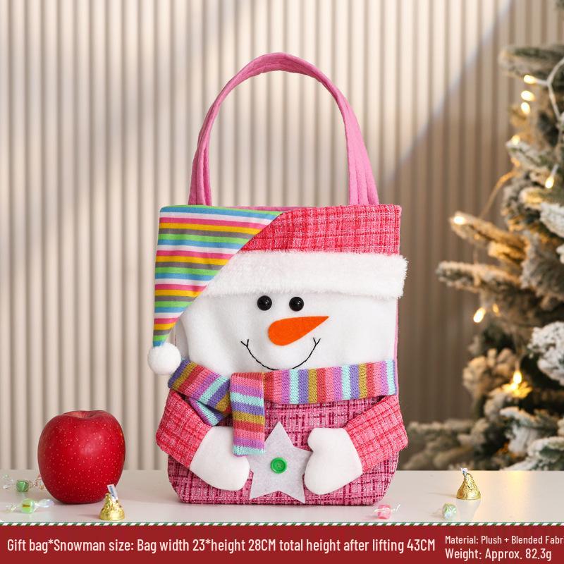 Three-Dimensional Santa Claus Burlap Backpack Candy Bag - Large Christmas Gift Decoration