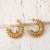 Gold Titanium Steel Hollow Pattern Retro Earrings