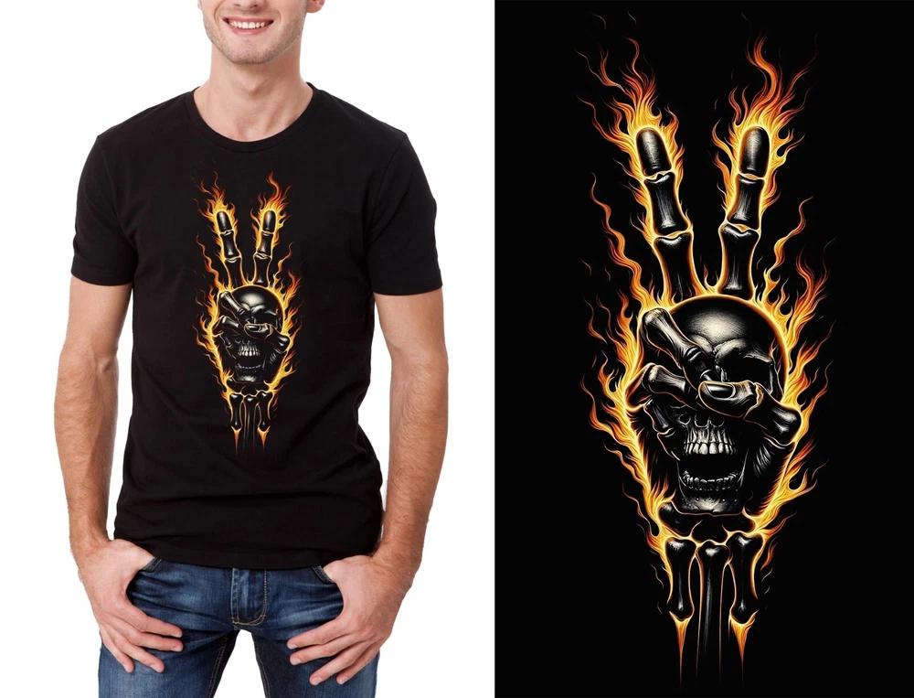 ACDC flaming skull unisex Black TShirt pure cotton get ready for the show XL
