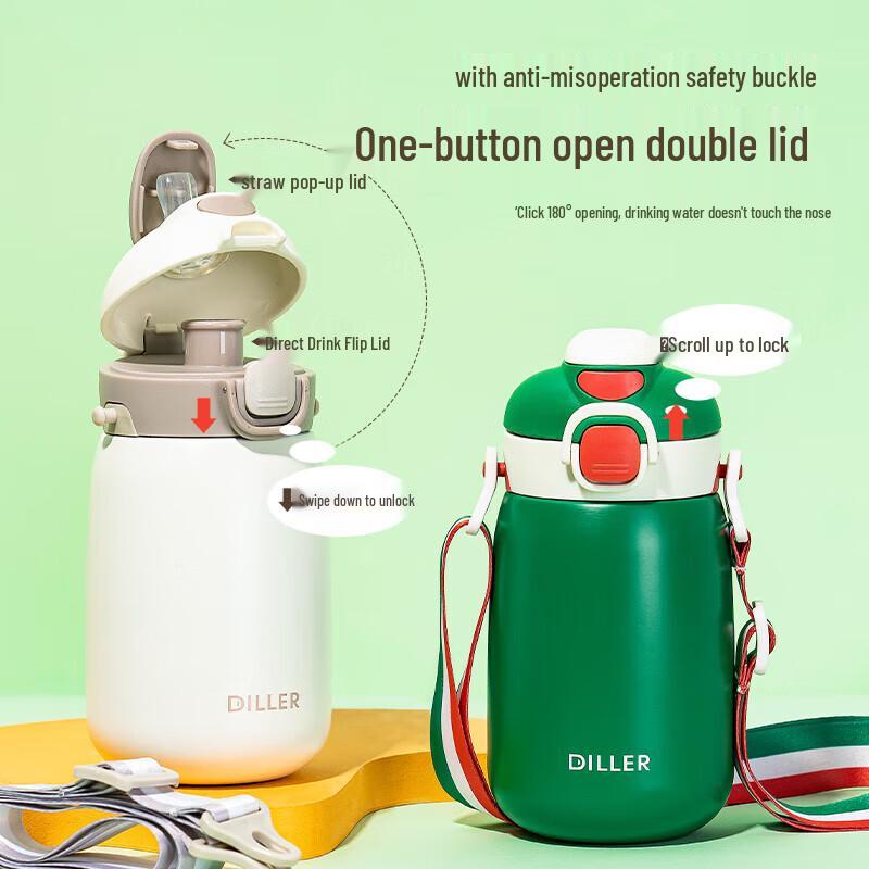

Dileber Kids Portable Stainless Steel Insulated Straw Bottle