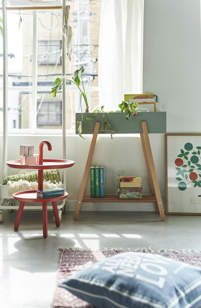 AZUMAYA Kuka Side Table, PT-88OR, 42cm Wide, Orange, 42cm Deep X 55cm High